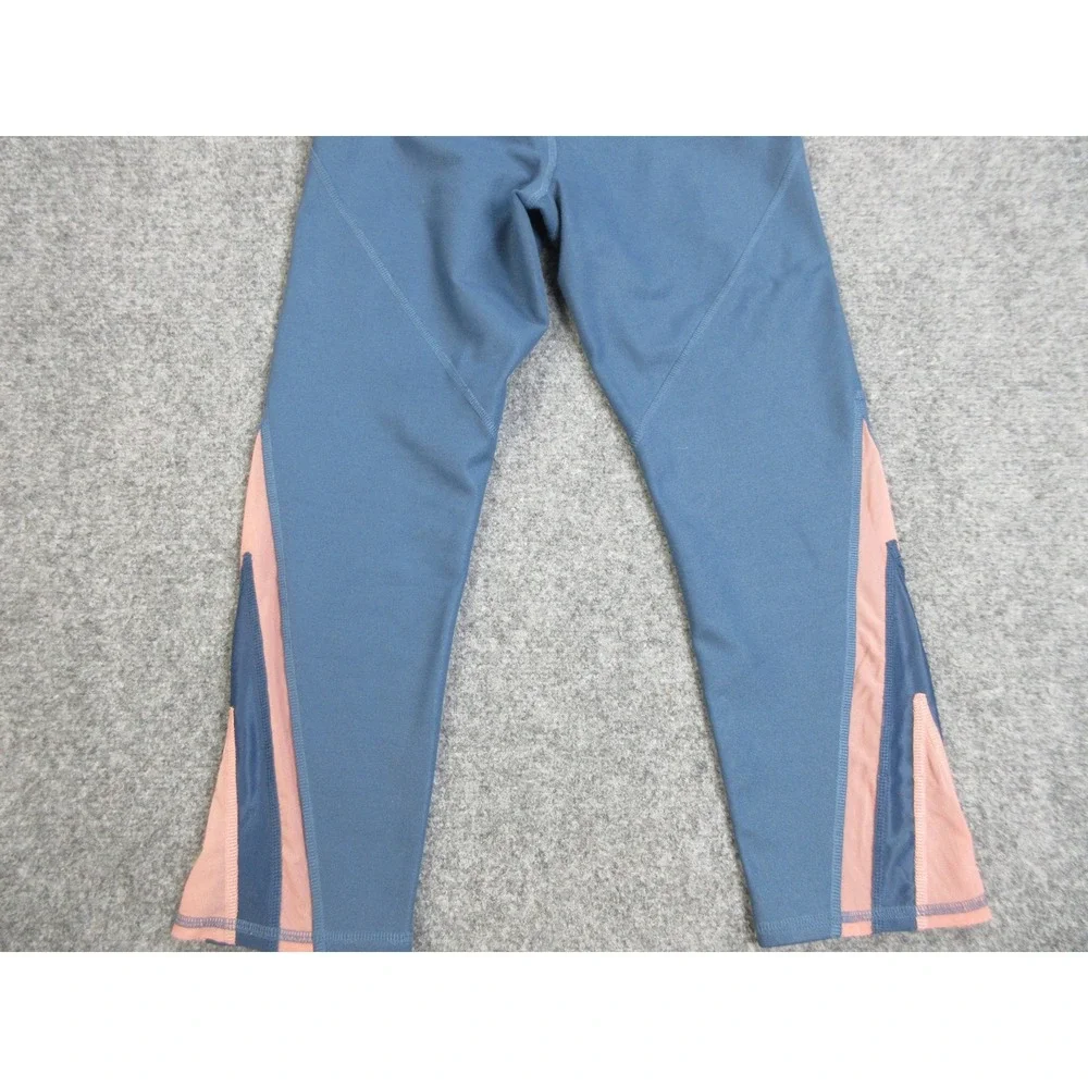 Alo Yoga Capri Pants Womens M Blue Colorblock High Rise Leggings Athletic Gym
